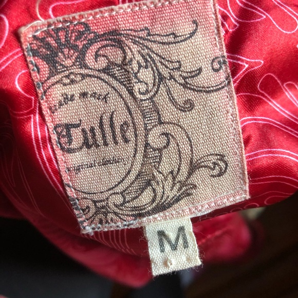 Tulle red wool long peacoat junior size medium - Picture 5 of 6